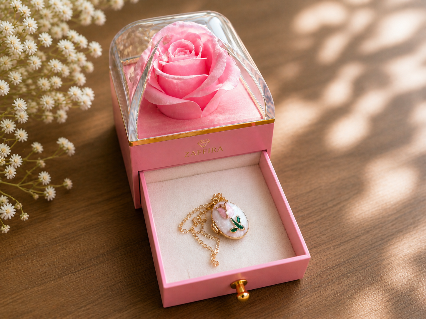 Mini relicário de rosa